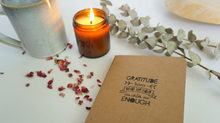 Load image into Gallery viewer, gratitude journal - lined paper kraft notebook - gratitude turns what we have into enough
